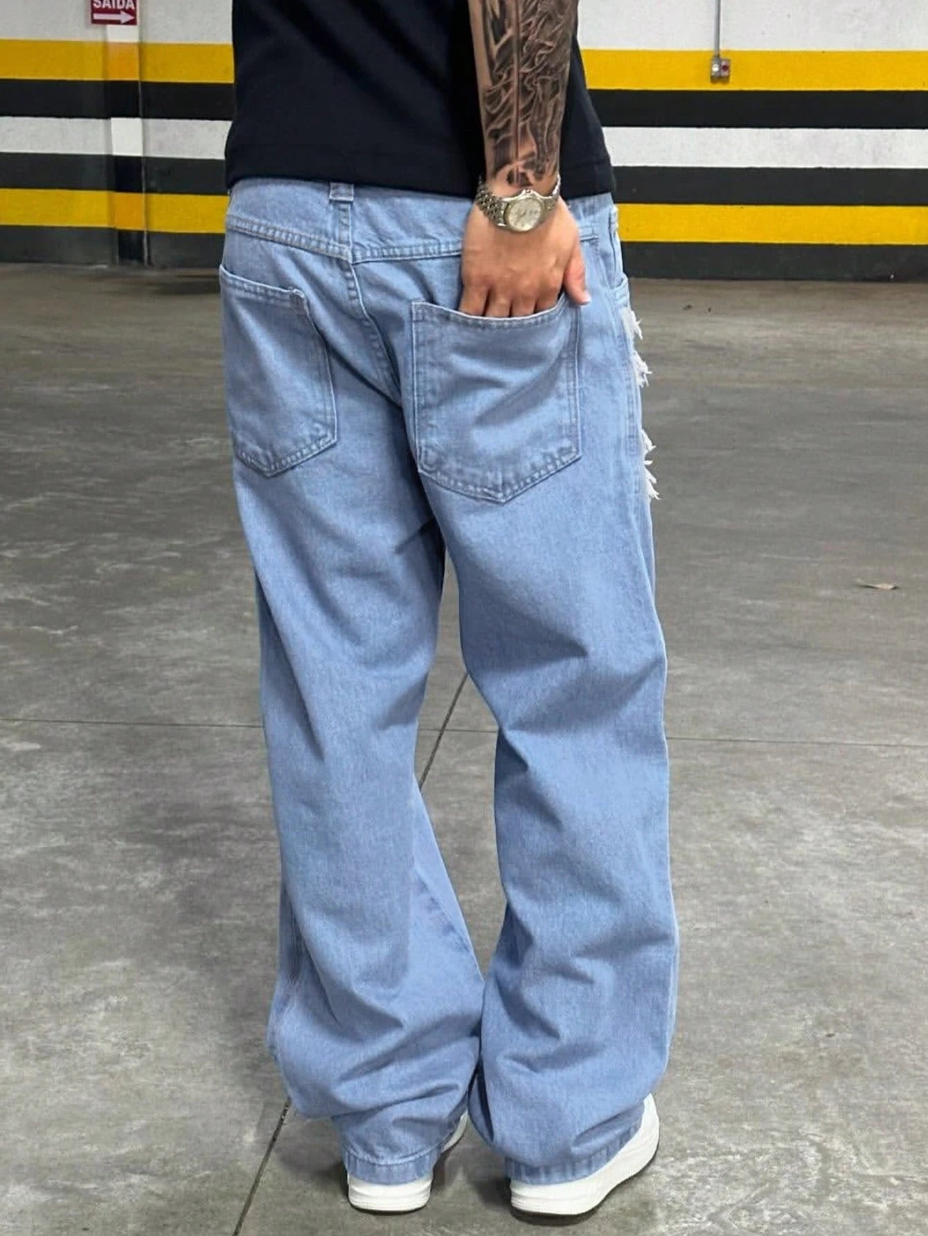 Denim Denim Sólidos de Cor Bordados com Estampa Cruzada de Rua, Estilo Casual de Rua Solto, Personalizado, Jovem, Esportivo, Faculdade, Reto, Todas as Estações, Estilo Gótico Grunge Y2K Masculino