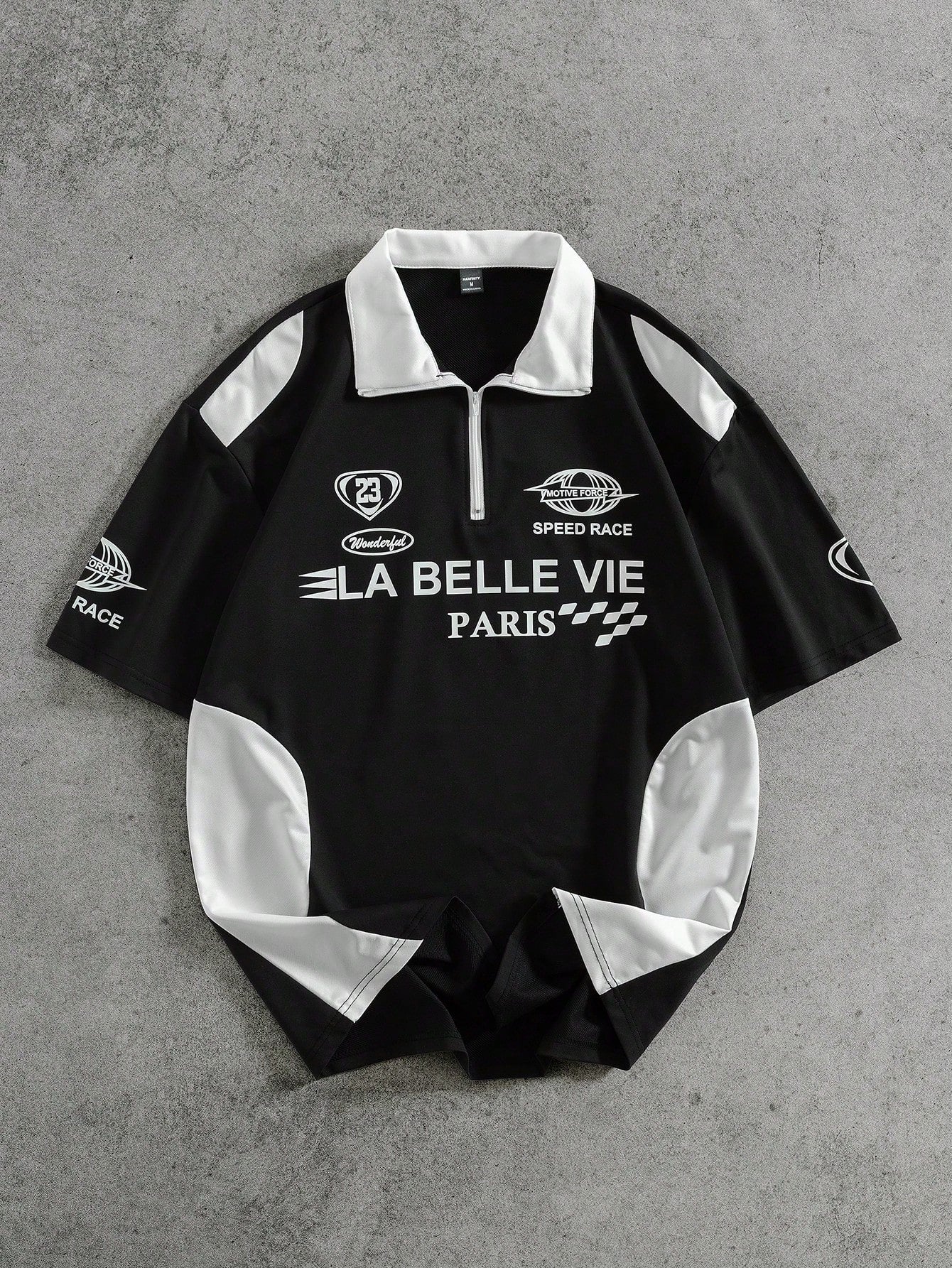 PAVTROS Camisa Polo Casual de Manga Curta com Estampa de Letra e Contraste de Cor para Homens
