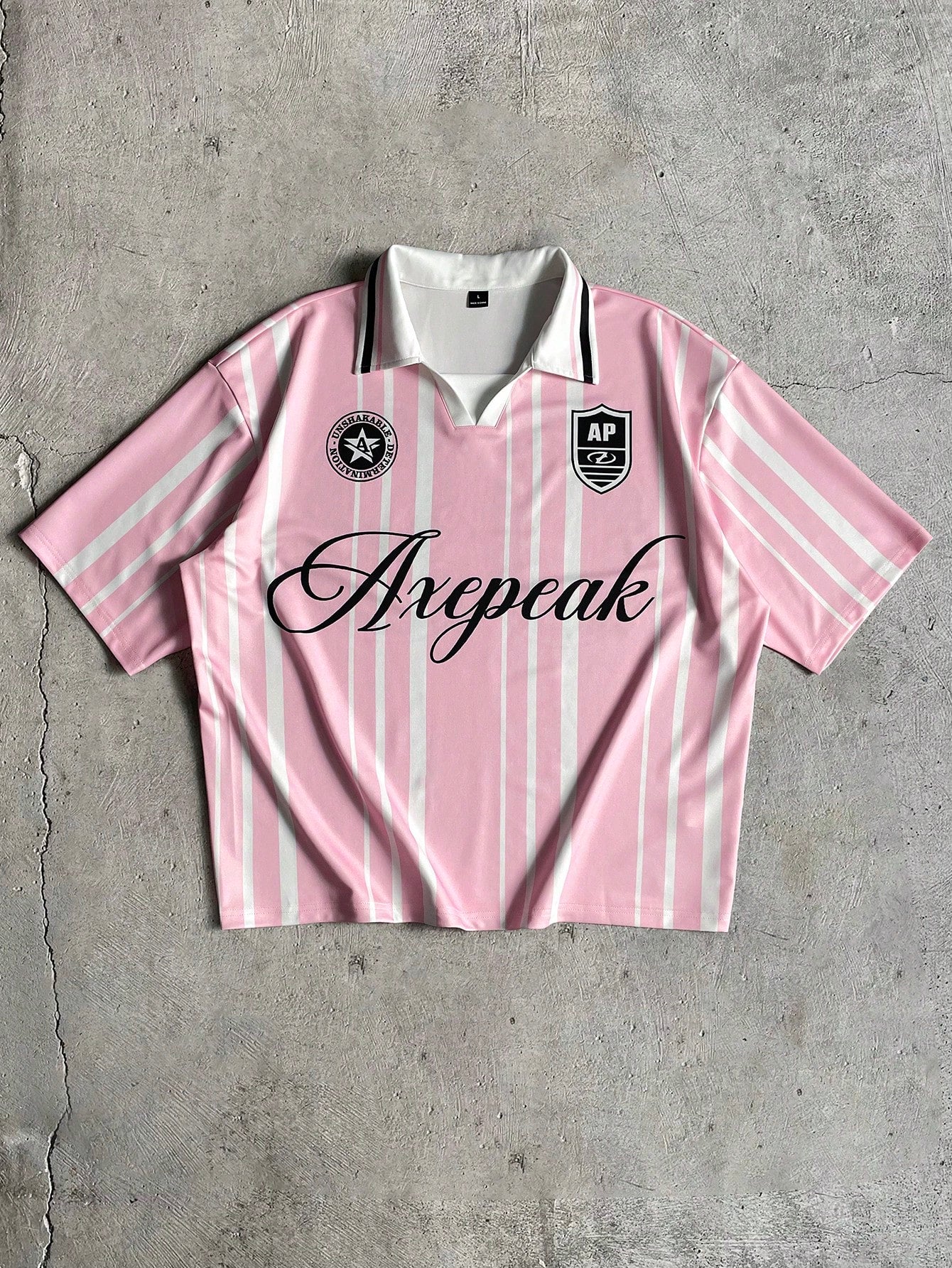 Camisa Polo Esportiva Casual AXEPEAK, Estampa de Letras, Colorblock, Manga Curta, Cropped, Masculino
