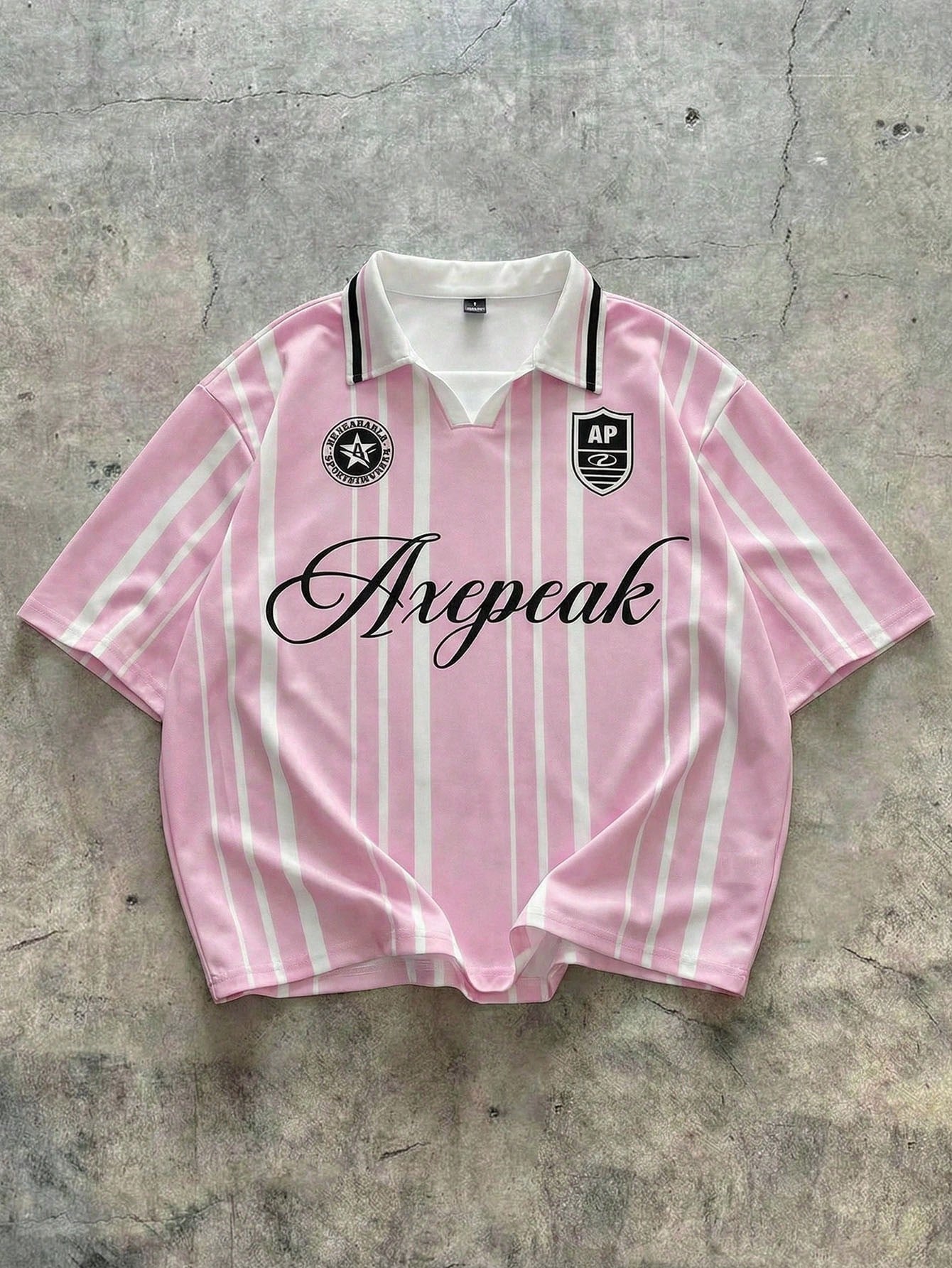 Camisa Polo Esportiva Casual AXEPEAK, Estampa de Letras, Colorblock, Manga Curta, Cropped, Masculino