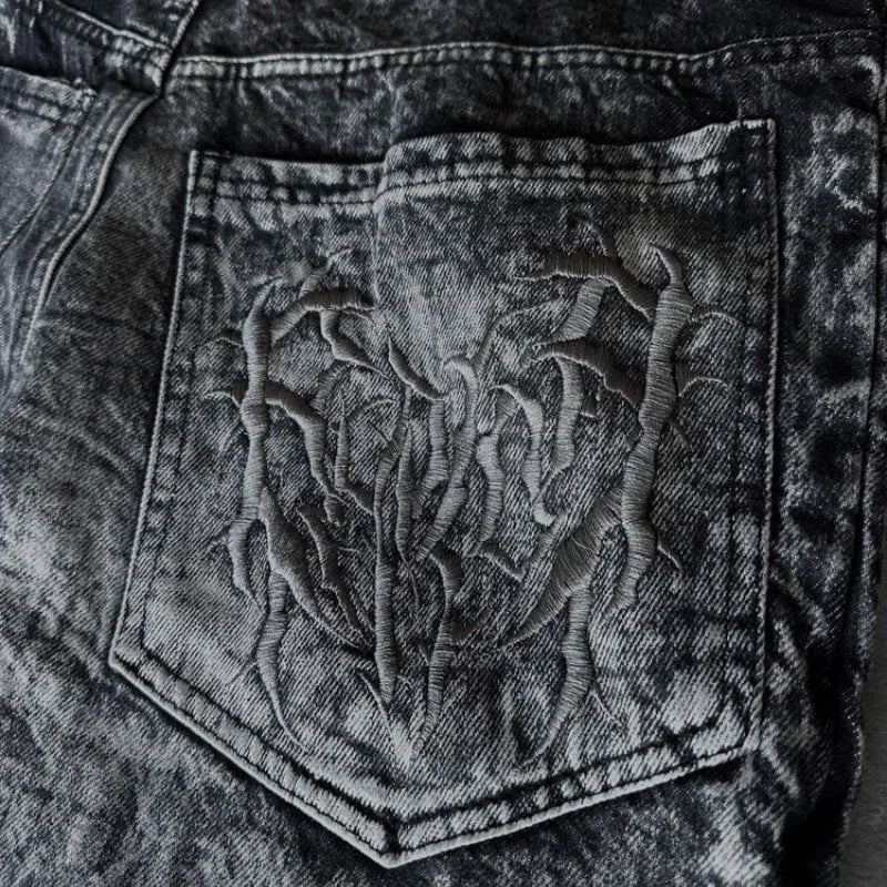 Gótico retro oversized streetwear baggy y2k phantom jeans aranha
