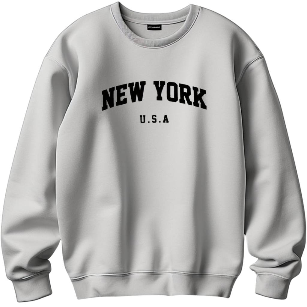 Moletom New York Gola Redonda Liso Sem Capuz