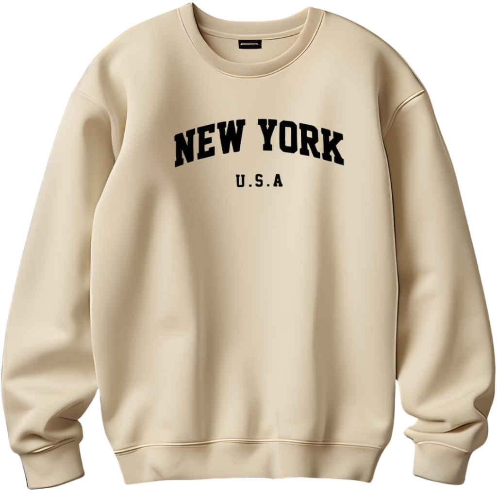 Moletom New York Gola Redonda Liso Sem Capuz