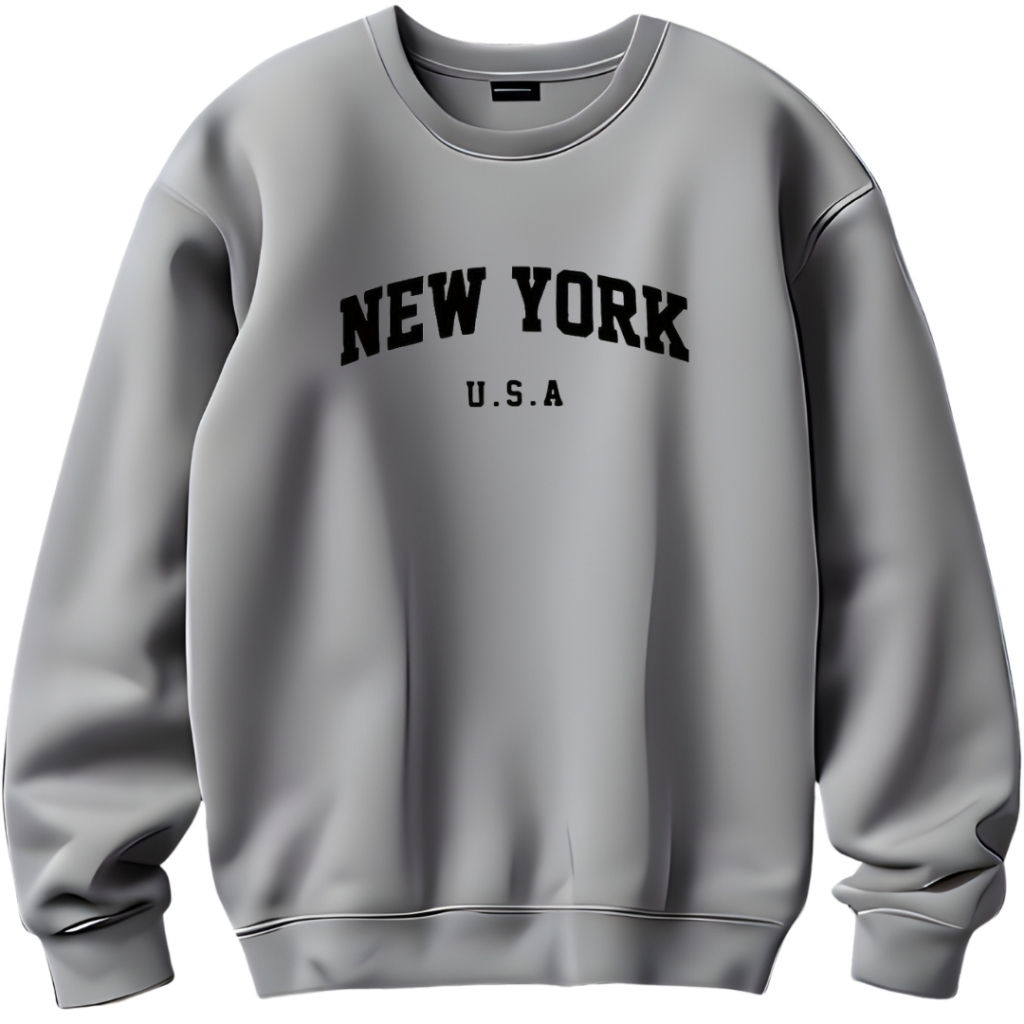 Moletom New York Gola Redonda Liso Sem Capuz