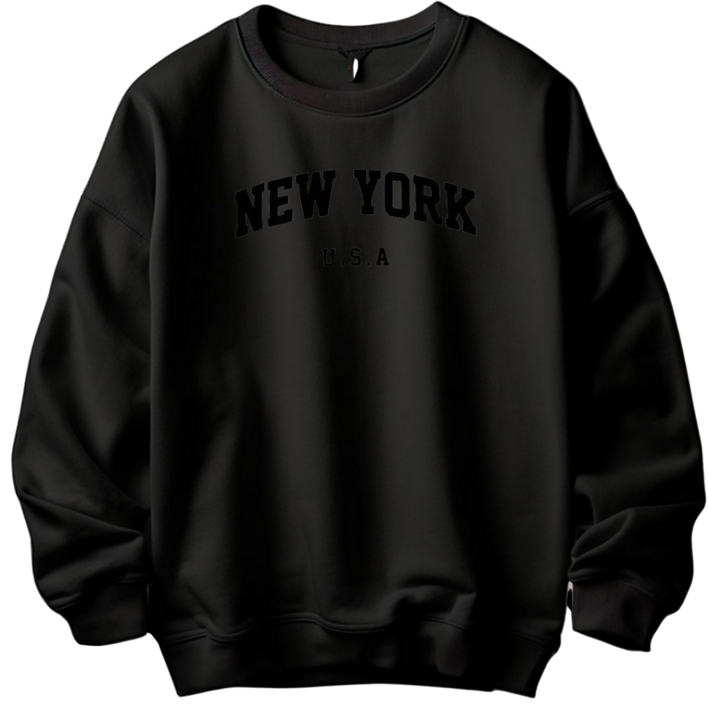 Moletom New York Gola Redonda Liso Sem Capuz