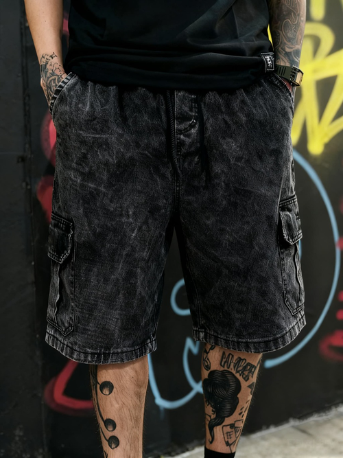 Bermuda Cargo Jeans Streetwear Masculina 