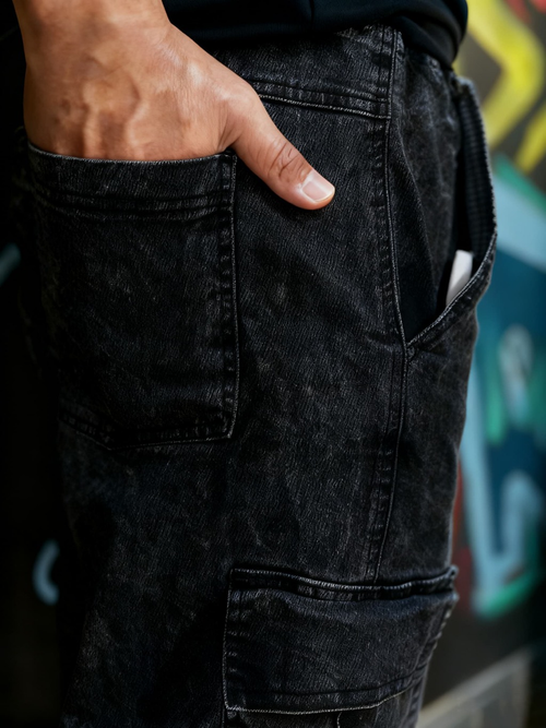 Bermuda Cargo Jeans Streetwear Masculina 