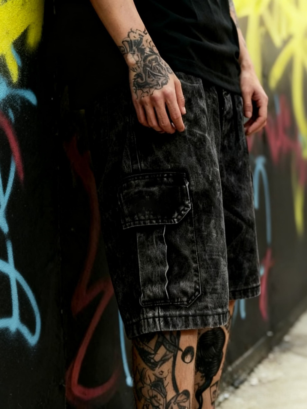 Bermuda Cargo Jeans Streetwear Masculina 